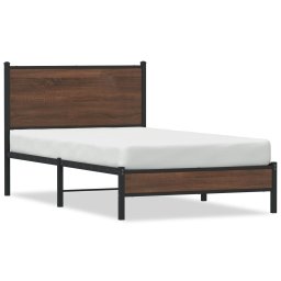Cadru pat metalic cu tablie, stejar maro, 100x190 cm GartenMobel Dekor