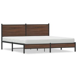 Cadru de pat metalic cu tablie, stejar maro, 160x200 cm GartenMobel Dekor