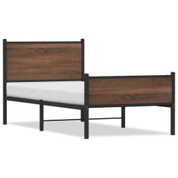 Cadru pat metalic tablie cap/picioare, stejar maro 90x190 cm GartenMobel Dekor