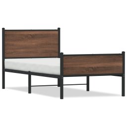 Cadru pat metalic tablie cap/picioare, stejar maro 90x200 cm GartenMobel Dekor
