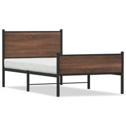 Cadru pat metalic tablie cap/picioare, stejar maro 100x190cm GartenMobel Dekor