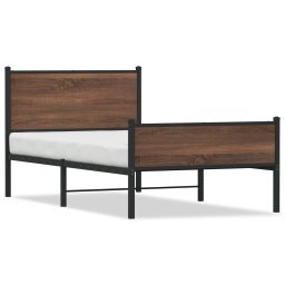 Cadru pat metalic tablie la cap/picioare, stejar maro, 100x200cm GartenMobel Dekor