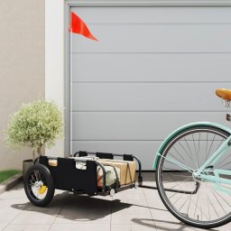 Remorca de bicicleta, negru, textil oxford si fier GartenMobel Dekor