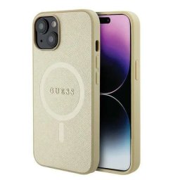 Husa Husă rigidă Saffiano MagSafe pentru iPhone 15 Plus (6.7") – auriu