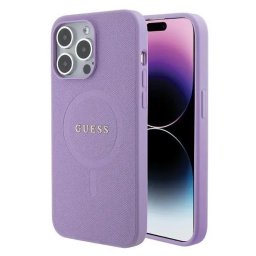 Husa Husă rigidă Saffiano MagSafe pentru iPhone 15 Pro Max (6.7") – mov