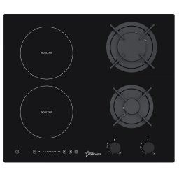 Plita incorporabila STARCREST SIH-HM9066, Mixta, 2 zone gaz, 2 zone Inductie, Aprindere electrica, Sticla neagra