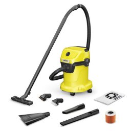 Aspirator umed-uscat WD 3 V-17/6/20 17 L, Furtun 2 m, 1000 W, Filtru cartus, Galben/Negru
