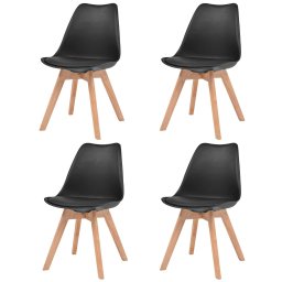 Scaune de bucatarie, 4 buc., negru, plastic GartenMobel Dekor