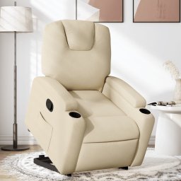 Fotoliu rabatabil cu ridicare pe verticala, crem, textil GartenMobel Dekor