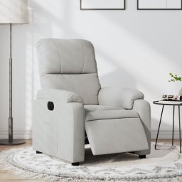 Fotoliu rabatabil electric, gri deschis, microfibra GartenMobel Dekor