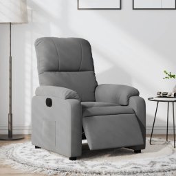 Fotoliu rabatabil electric, gri deschis, microfibra GartenMobel Dekor