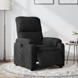 Fotoliu rabatabil electric, negru, microfibra GartenMobel Dekor