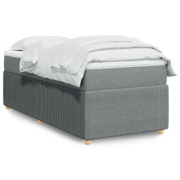 Pat box spring cu saltea, gri deschis, 90x190 cm, textil GartenMobel Dekor