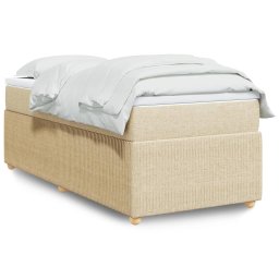 Pat box spring cu saltea, crem, 90x190 cm, textil GartenMobel Dekor