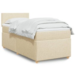 Pat box spring cu saltea, crem, 90x190 cm, textil GartenMobel Dekor
