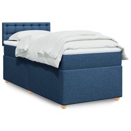 Pat box spring cu saltea, albastru, 90x190 cm, textil GartenMobel Dekor