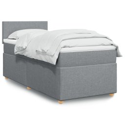 Pat box spring cu saltea, gri deschis, 90x200 cm, textil GartenMobel Dekor