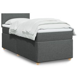 Pat box spring cu saltea, gri închis, 90x200 cm, textil GartenMobel Dekor