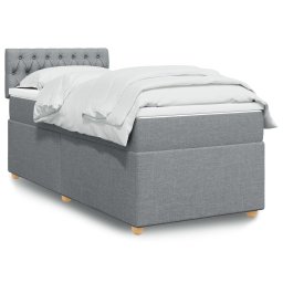 Pat box spring cu saltea, gri deschis, 100x200 cm, textil GartenMobel Dekor