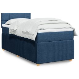 Pat box spring cu saltea, albastru, 90x190 cm, textil GartenMobel Dekor