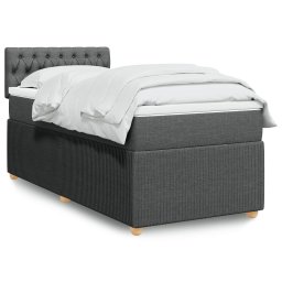 Pat box spring cu saltea, gri închis, 90x190 cm, textil GartenMobel Dekor