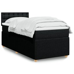 Pat box spring cu saltea, negru, 90x190 cm, textil GartenMobel Dekor