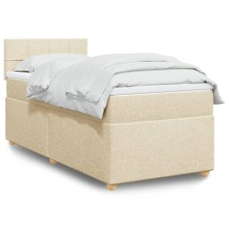 Pat box spring cu saltea, crem, 90x190 cm, textil GartenMobel Dekor