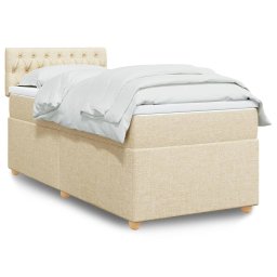 Pat box spring cu saltea, crem, 90x190 cm, textil GartenMobel Dekor