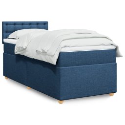 Pat box spring cu saltea, albastru, 90x190 cm, textil GartenMobel Dekor