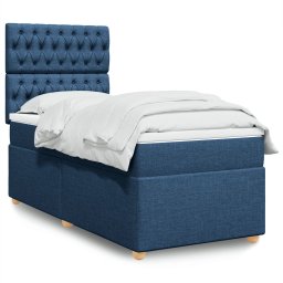 Pat box spring cu saltea, albastru, 90x190 cm, textil GartenMobel Dekor