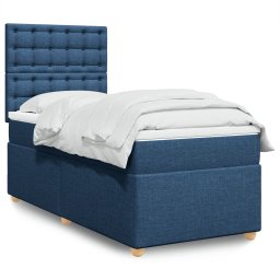 Pat box spring cu saltea, albastru, 90x190 cm, textil GartenMobel Dekor