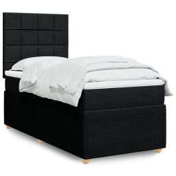 Pat box spring cu saltea, negru, 90x190 cm, textil GartenMobel Dekor