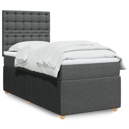 Pat box spring cu saltea, gri închis, 90x190 cm, textil GartenMobel Dekor