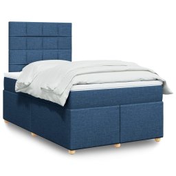 Pat box spring cu saltea, albastru, 120x200 cm, textil GartenMobel Dekor