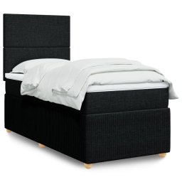 Pat box spring cu saltea, negru, 90x190 cm, textil GartenMobel Dekor