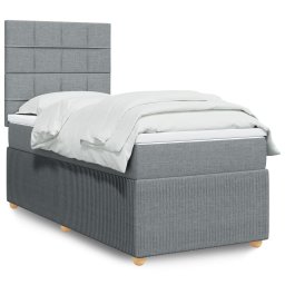 Pat box spring cu saltea, gri deschis, 90x190 cm, textil GartenMobel Dekor