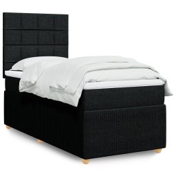 Pat box spring cu saltea, negru, 90x190 cm, textil GartenMobel Dekor