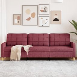 Canapea cu 3 locuri, rosu vin, 210 cm, material textil GartenMobel Dekor