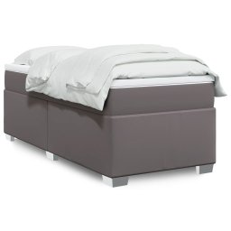 Pat box spring cu saltea, gri, 80x200 cm, piele ecologica GartenMobel Dekor