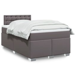 Pat box spring cu saltea, gri, 120x190 cm, piele ecologica GartenMobel Dekor