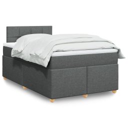 Pat box spring cu saltea, gri închis, 120x200 cm, textil GartenMobel Dekor