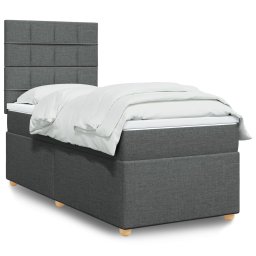 Pat box spring cu saltea, gri închis, 90x200 cm, textil GartenMobel Dekor