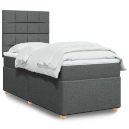 Pat box spring cu saltea, gri închis, 100x200 cm, textil GartenMobel Dekor