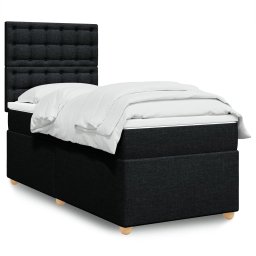 Pat box spring cu saltea, negru, 100x200 cm, textil GartenMobel Dekor