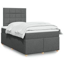 Pat box spring cu saltea, gri închis, 120x190 cm, textil GartenMobel Dekor