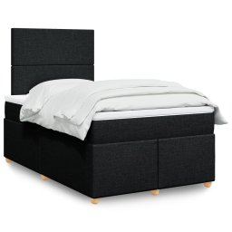 Pat box spring cu saltea, negru, 120x200 cm, textil GartenMobel Dekor