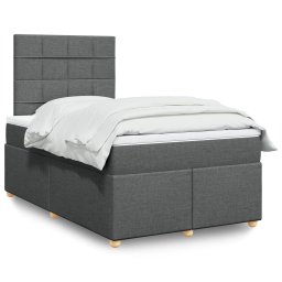 Pat box spring cu saltea, gri închis, 120x200 cm, textil GartenMobel Dekor