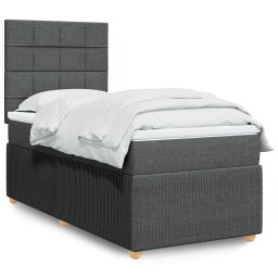 Pat box spring cu saltea, gri închis, 90x190 cm, textil GartenMobel Dekor
