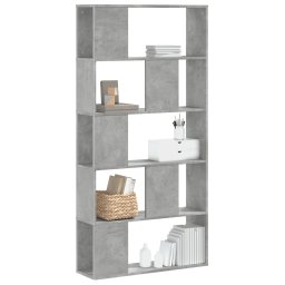 Biblioteca cu 5 niveluri gri beton 80,5x23,5x162,5 cm lemn GartenMobel Dekor