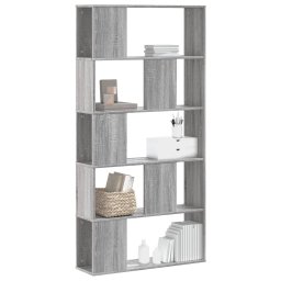 Biblioteca cu 5 niveluri gri sonoma 80,5x23,5x162,5 cm lemn GartenMobel Dekor